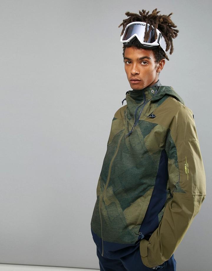 O'neill Jeremy Jones Contour Ski Jacket In Green Print - Green