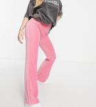 Asos Design Petite Corduroy Flared Pants In Pink