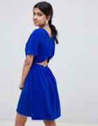 Suncoo Open Back Skater Dress - Blue