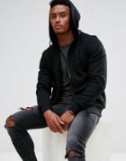 Threadbare Quilted Zip Through Hoodie With Fleece Lining - Black