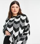 In The Style Plus X Lorna Luxe Chevron Oversized Sweater In Black Multi