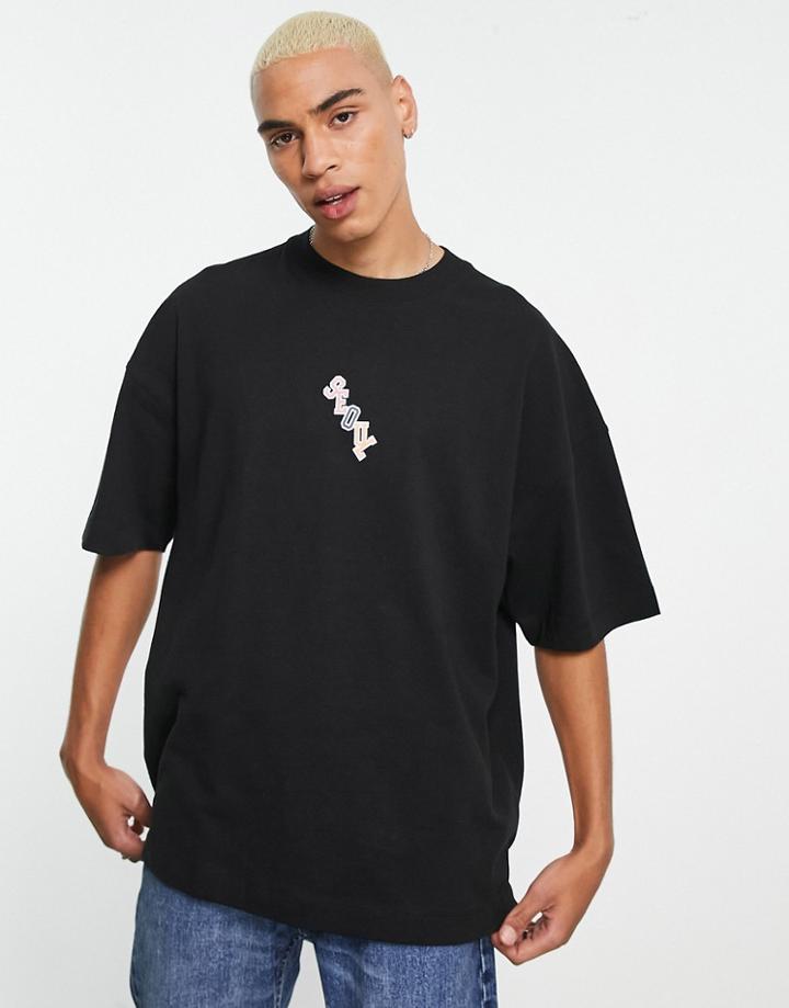 Topman Extreme Oversized T-shirt With Seoul Print In Black