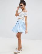 Asos Mini Skater Skirt With Box Pleats - Blue