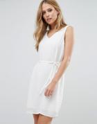 Vila V Neck Sleeveless Shift Dress - White