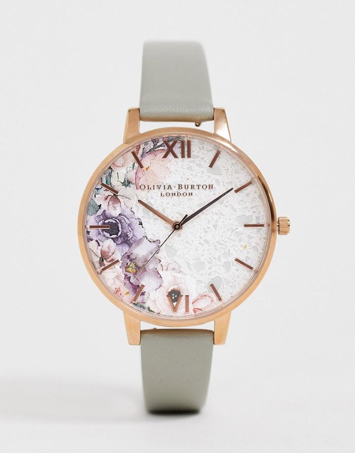 Olivia Burton Quartz Floral Watch In Rose Gold