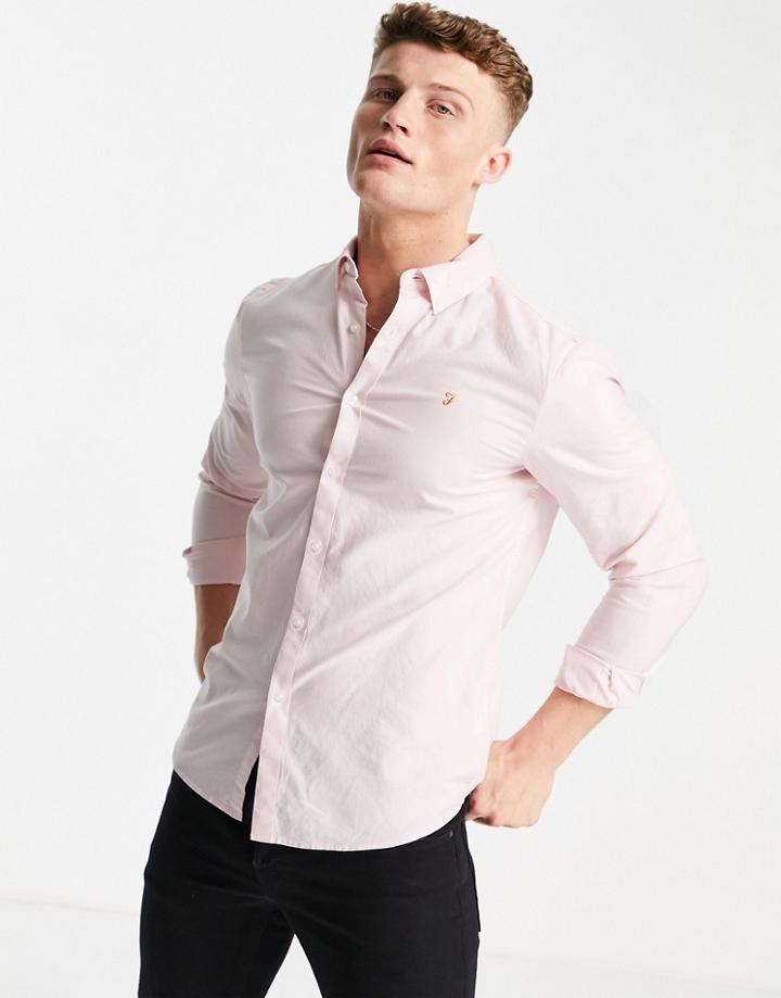 Farah Brewer Slim Fit Organic Cotton Oxford Shirt In Pink