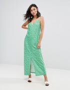 Asos Maxi Dress With V Back In Ditsy Print - Multi