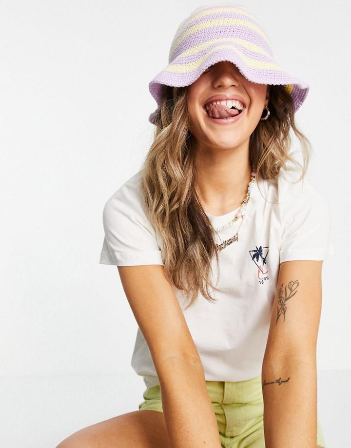 Lee Jeans Triangle Palm Logo Tee In Off White