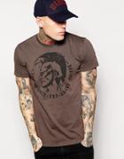 Diesel T-shirt T-ulysse Mowhawk Logo Print - Gray