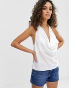 Asos Design Cowl Neck Top-white