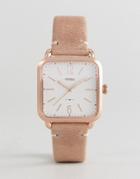 Fossil Es4254 Micah Square Leather Watch In Nude - Beige