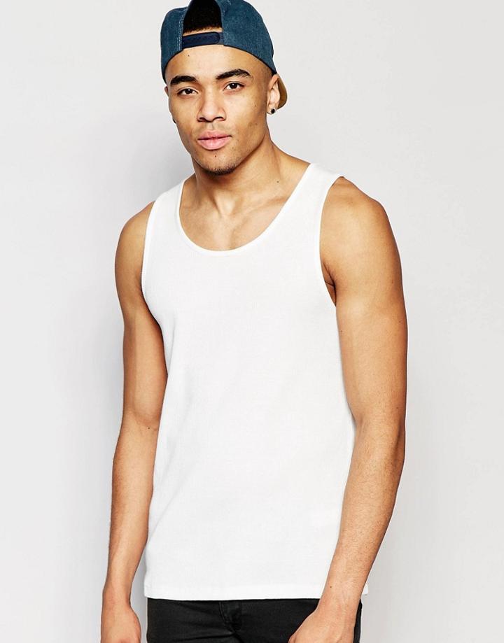 Asos Rib Tank In Off White - Off White