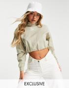 Puma High Neck Crop Sweatshirt In Beige - Exclusive To Asos-neutral