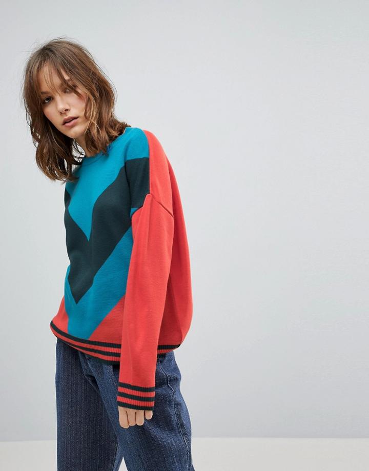 Asos Sweater With Chevron And Tipping Detail - Multi