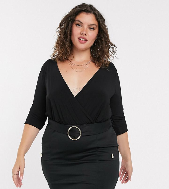 Simply Be Wrap Dress In Black