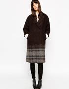 Asos Coat In Oversized Fit In Ombre Check - Multi