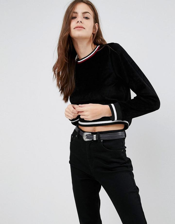 Brave Soul Velour Sweatshirt - Black