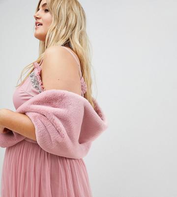 Maya Plus Faux Fur Cape - Pink
