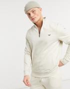 Threadbare 1/4 Zip Mix And Match Sweatshirt In Stone-neutral
