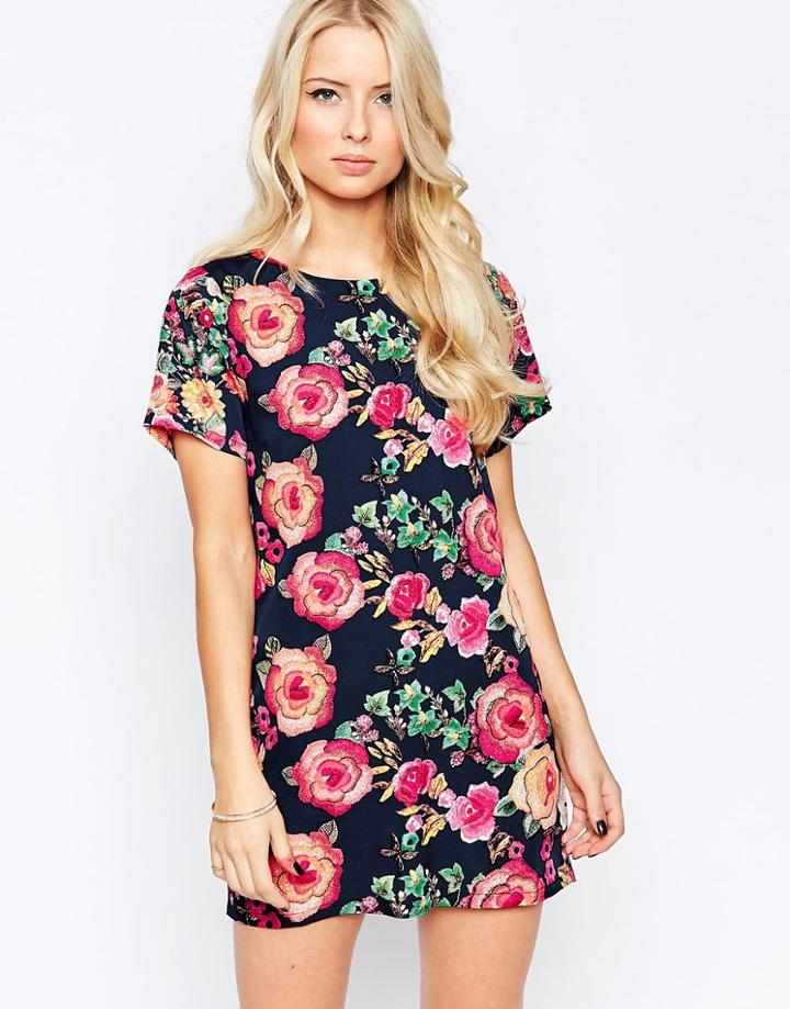 Iska Shift Dress In Tapestry Floral Print - Multi