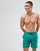 Asos Swim Shorts In Dark Green Mid Length - Green