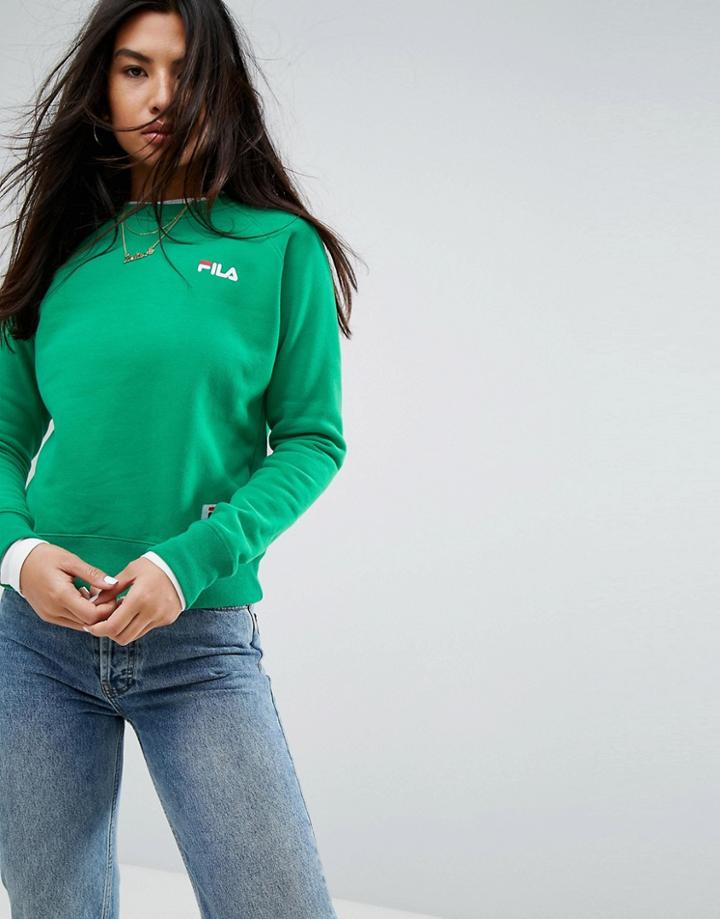 Fila Oversized Boyfriend Sweatshirt With Chest Logo - Green