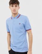 Fred Perry Twin Tipped Polo In Light Blue - Blue