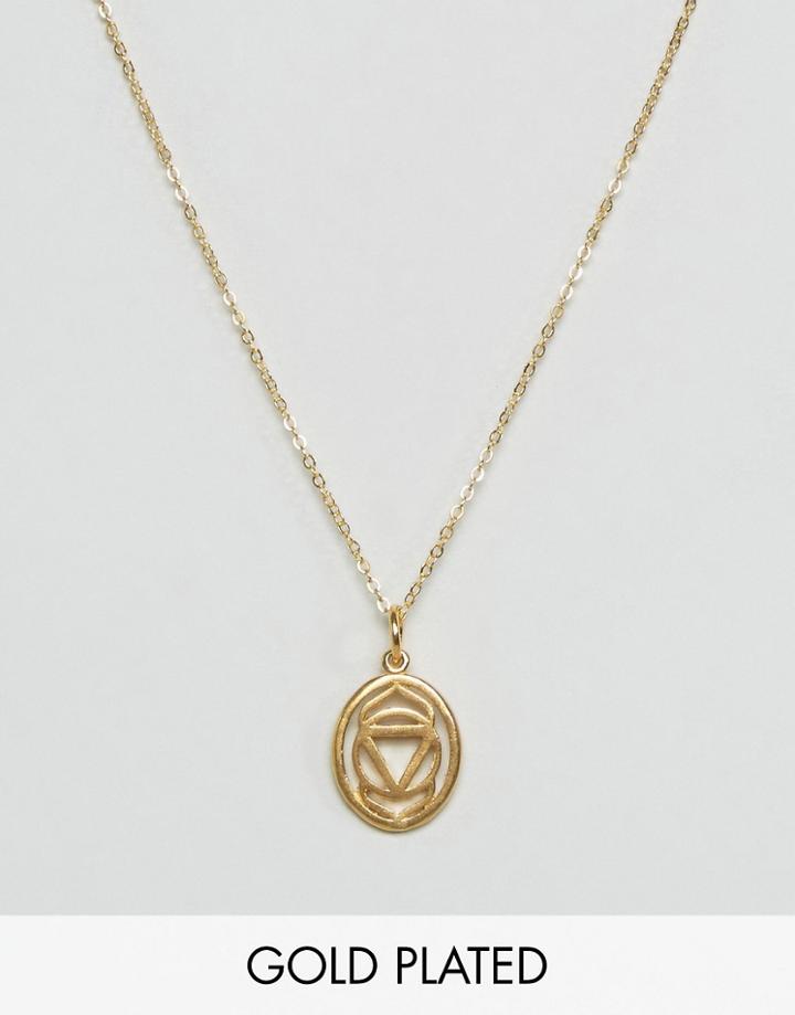 Ottoman Hands Third Eye Chakra Pendant Necklace - Gold