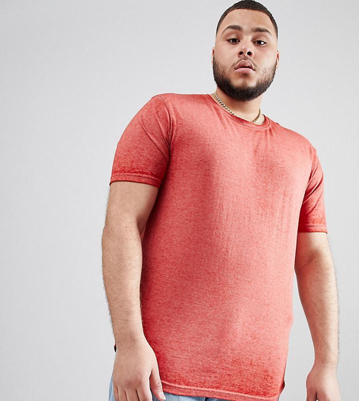 D-struct Plus Longline Burnout T-shirt - Red