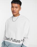 Asos Dark Future Oversized Spliced Sweatshirt With Logo Print In Gray - Part Of A Set-grey