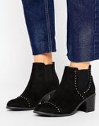 New Look Suedette Stud Detail Heeled Ankle Boot - Black