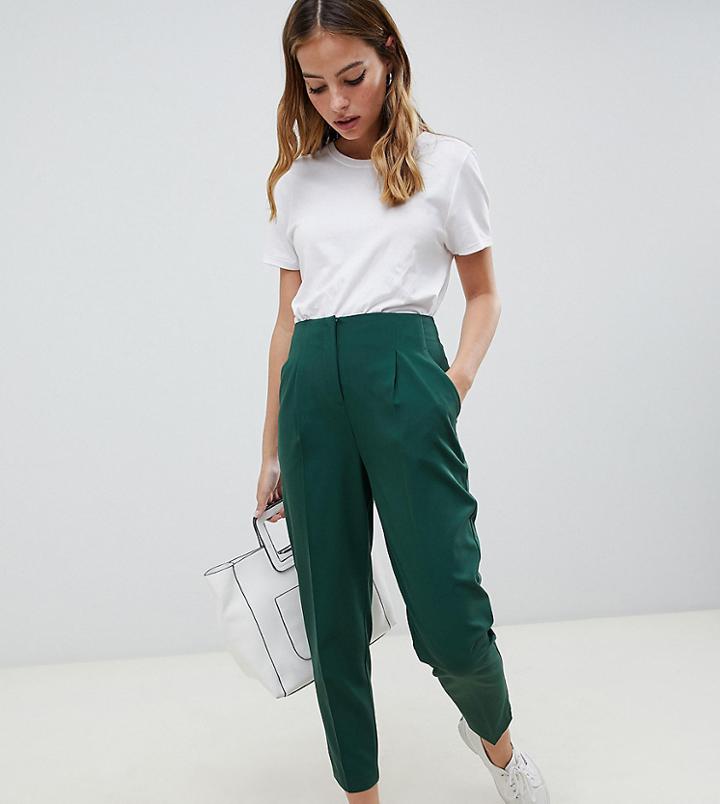 Asos Design Petite Mix & Match High Waist Cigarette Pants - Green