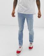 Burton Menswear Skinny Jeans In Bleach Wash - Blue