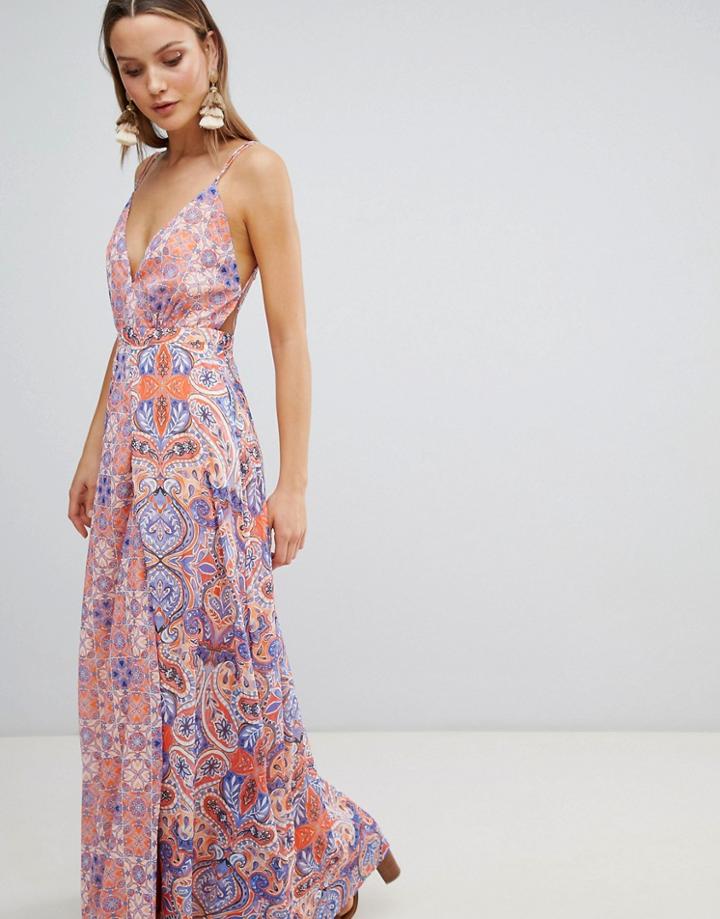 The Jetset Diaries Printed Split Front Maxi Dress - Multi