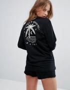 Rvca Boyfriend Long Sleeve T-shirt With Palm Back Graphic - Black