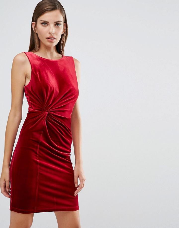 Y.a.s Daisy Velvet Bodycon Dress - Red