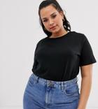 Asos Design Curve Organic Cotton Crew Neck T-shirt In Black - Black