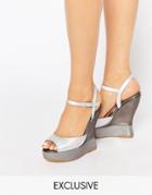 Terry De Havilland Electra Silver Wedge Sandals - Silver