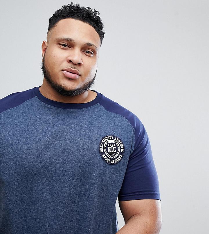 Duke Plus Raglan T-shirt With Contrast Sleeves - Navy
