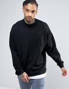 Asos Oversized Sweatshirt With T-shirt Hem In Black - Black