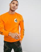 Primitive Skateboarding Long Sleeve T-shirt With Night Owl Sleeve Print - Orange