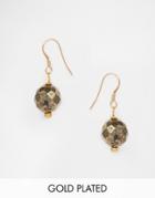 Mirabelle Pyrite Gold Plated Facetted Drop Earrings - Gold