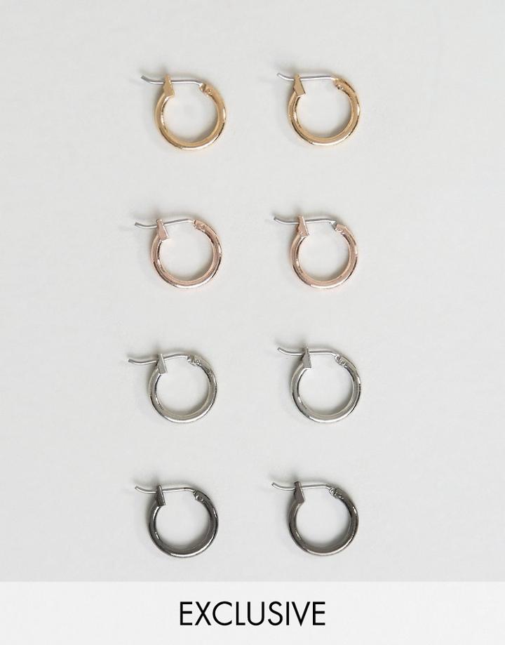 Designb Hoop Earrings In 4 Pack - Multi
