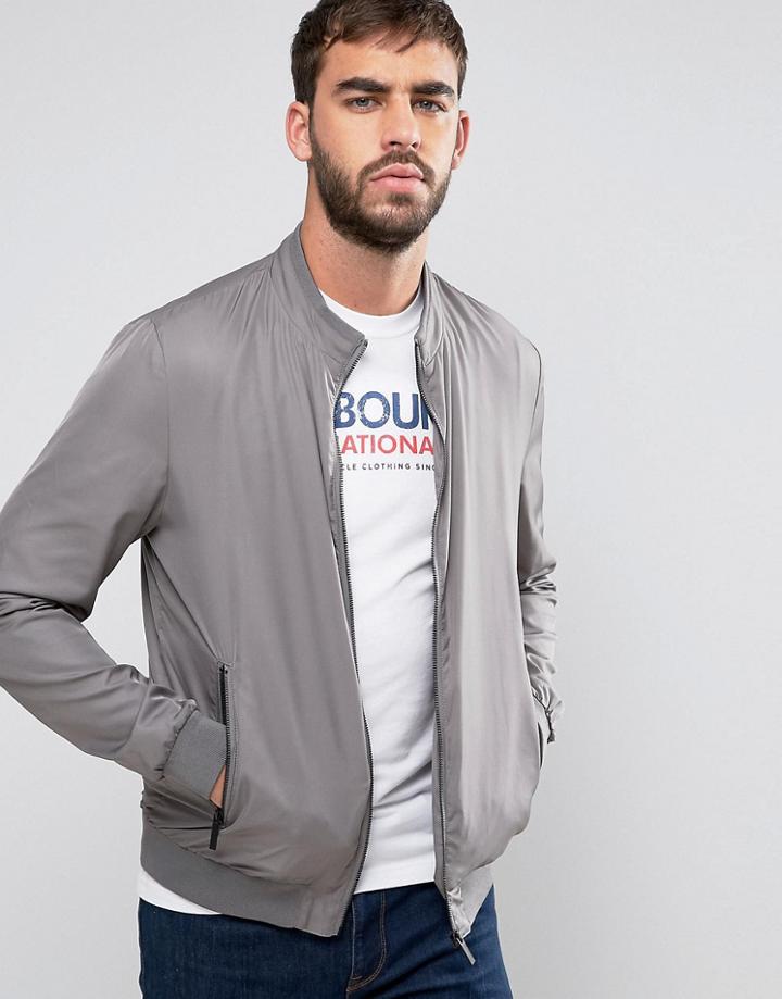 Lindbergh Nylon Bomber Jacket In Beige - Beige