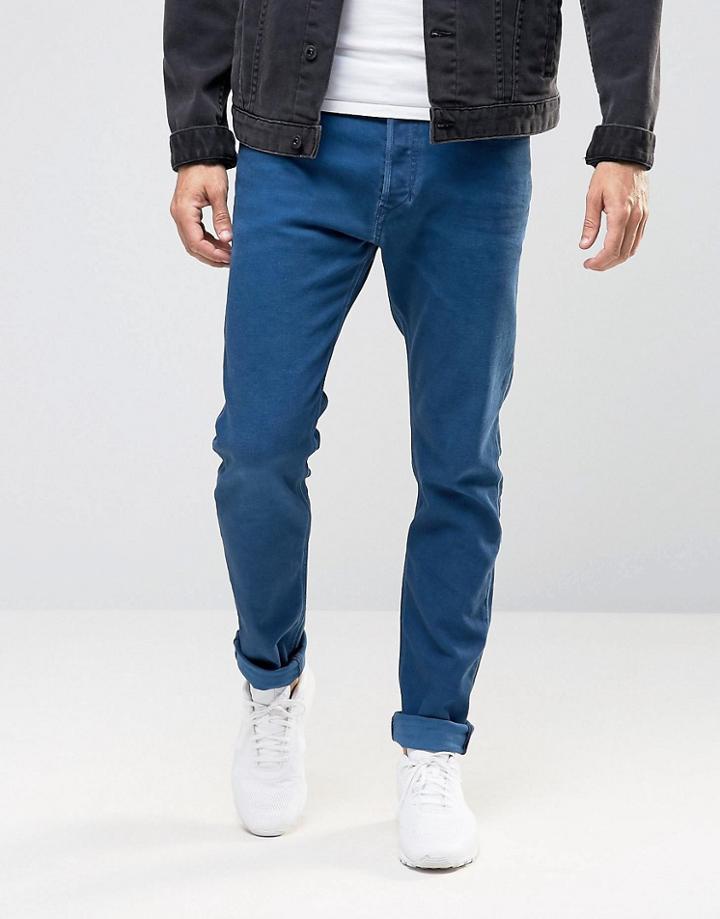 Diesel Tepphar Skinny Jeans 856y Blue Overdye Wash - Blue