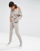 Asos Lounge Knitted Jogger In Cable Chenille Knit - Gray
