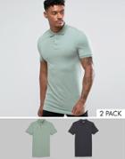 Asos Extreme Muscle Longline Polo 2 Pack Save - Multi