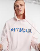 Asos Daysocial Oversized Hoodie Set With Chest Print In Light Pink
