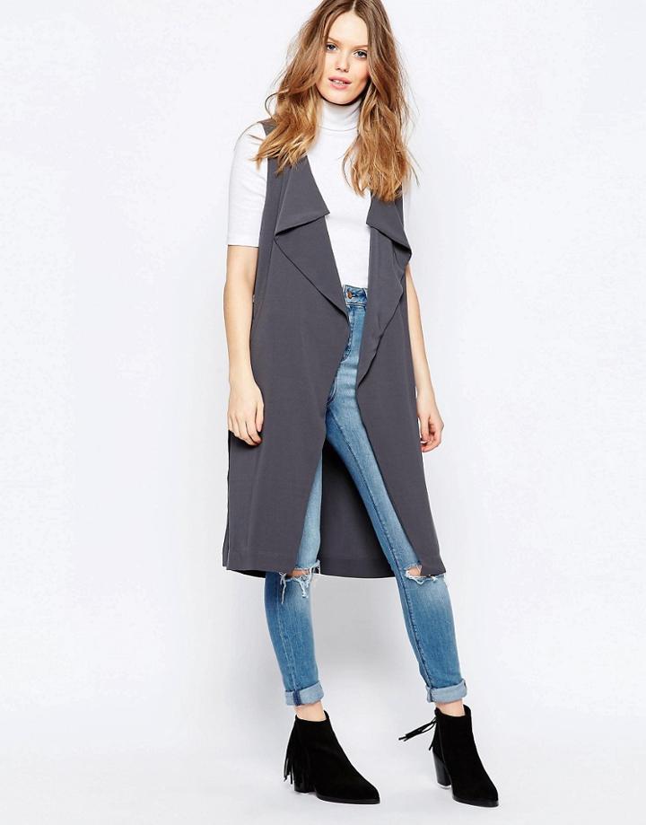 Only Longline Vest - Forged Iron