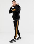 Asos Design Tracksuit Hoodie/ Skinny Joggers With Color Blocking And Side Stripe - Gray